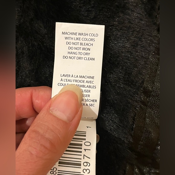 Silver Paw dog puff coat / jacket / apparel faux leather faux fur. Black. Size L - Picture 8 of 12